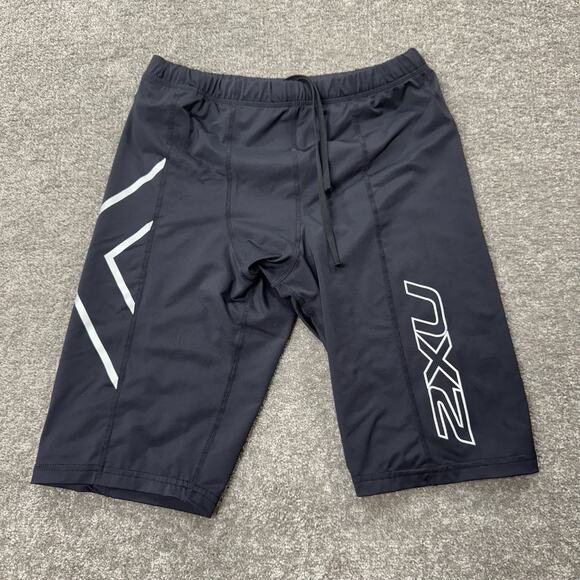 2XU Mens Compression Shorts MA1931B‎ Size L Black Reflective Logo Training Gym - Picture 1 of 11
